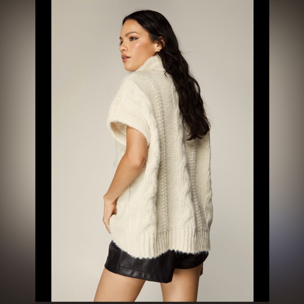 LOFT Cream Sweater - Cable Knit Open Front Cardigan